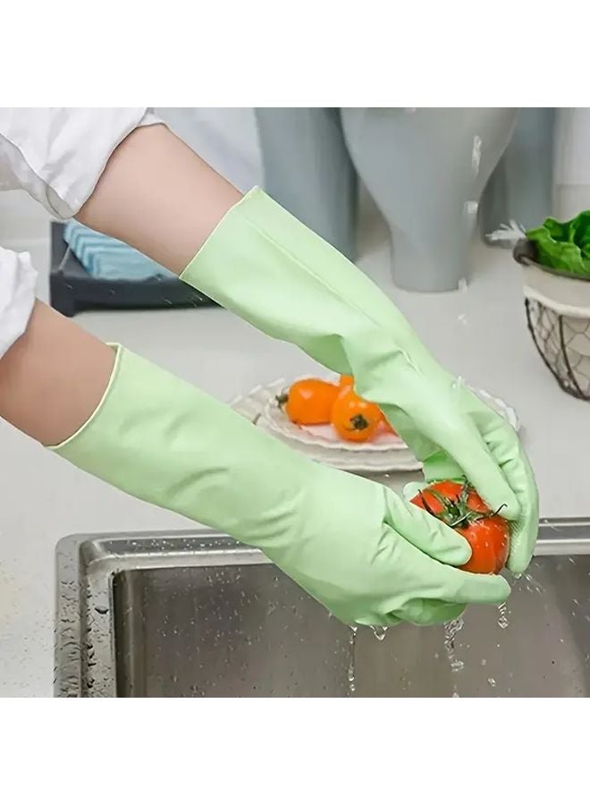 Green Reusable Household Cleaning Gloves Waterproof Nitrile Ambidextrous for Kitchen Bathroom - Image 2