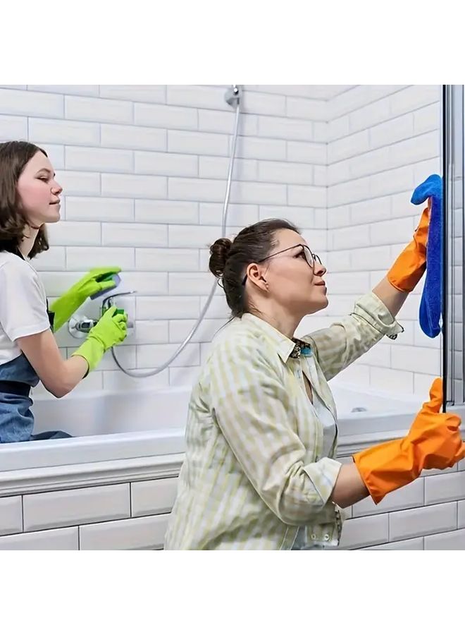 Green Reusable Household Cleaning Gloves Waterproof Nitrile Ambidextrous for Kitchen Bathroom - Image 4