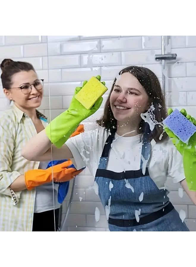 Green Reusable Household Cleaning Gloves Waterproof Nitrile Ambidextrous for Kitchen Bathroom - Image 3