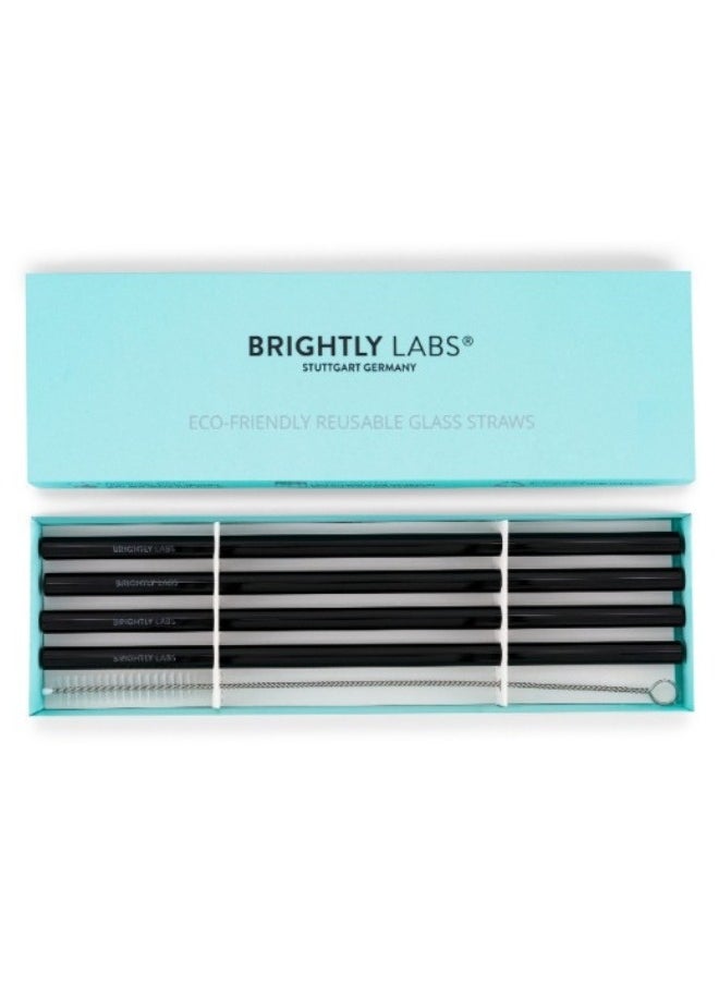 BRIGHTLY LABS Set of 4 Eco-Friendly Reusable Glass Drinking Straws with Cleaning Brush Alternatives for Plastic Straws, Ideal for Daily Use, Travel, and Parties. Reduce Waste, Enjoy Refreshing Beverages  - Image 4