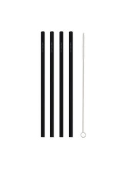 BRIGHTLY LABS Set of 4 Eco-Friendly Reusable Glass Drinking Straws with Cleaning Brush Alternatives for Plastic Straws, Ideal for Daily Use, Travel, and Parties. Reduce Waste, Enjoy Refreshing Beverages  - Image 1