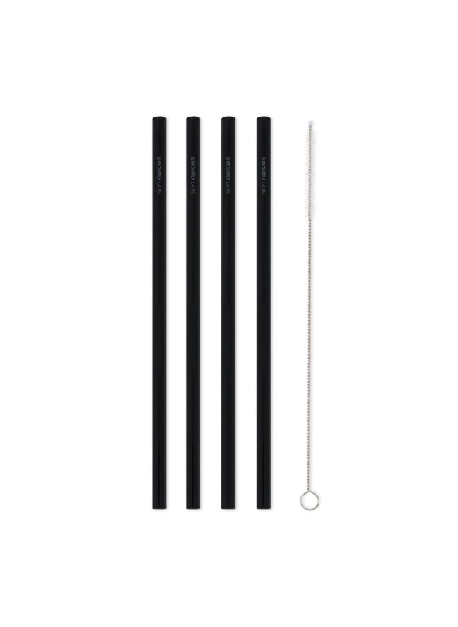 BRIGHTLY LABS Set of 4 Eco-Friendly Reusable Glass Drinking Straws with Cleaning Brush Alternatives for Plastic Straws, Ideal for Daily Use, Travel, and Parties. Reduce Waste, Enjoy Refreshing Beverages  - Image 1