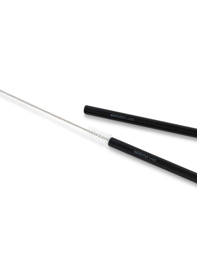 BRIGHTLY LABS Set of 4 Eco-Friendly Reusable Glass Drinking Straws with Cleaning Brush Alternatives for Plastic Straws, Ideal for Daily Use, Travel, and Parties. Reduce Waste, Enjoy Refreshing Beverages  - Image 3