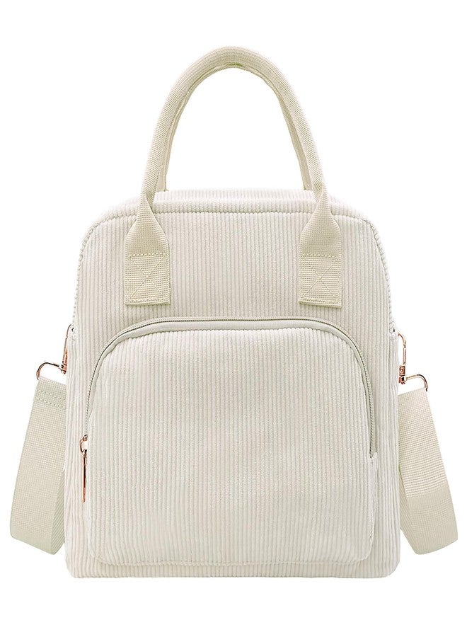 Beurlike Insulated Lunch Bag for Women Men Large Corduroy Cute Portable Leakproof Reusable Cooler Tote Lunch Bags for Work Picnic Beach(Beige) - Image 1