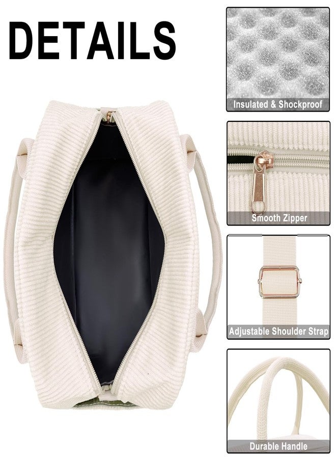 Beurlike Insulated Lunch Bag for Women Men Large Corduroy Cute Portable Leakproof Reusable Cooler Tote Lunch Bags for Work Picnic Beach(Beige) - Image 5