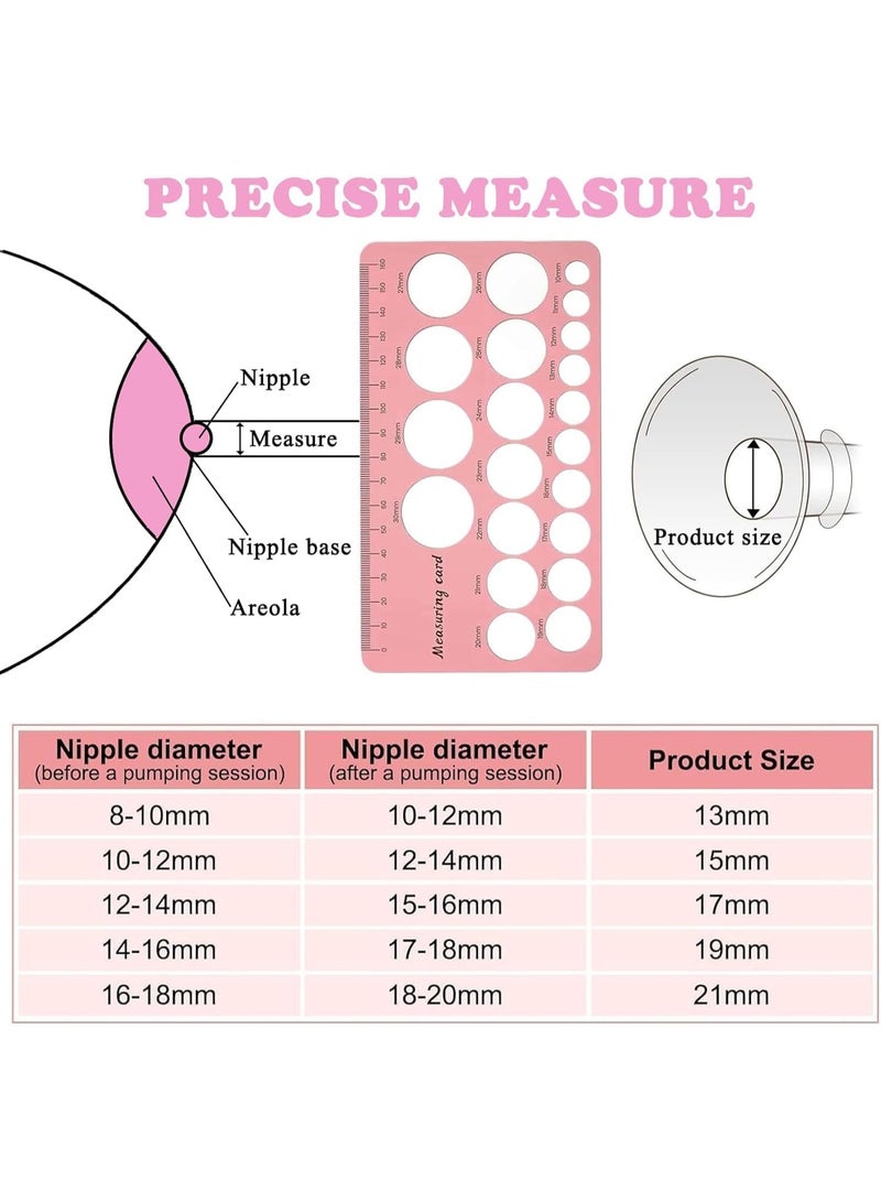 ATRJSZ Silicone Flange Insert, 13PCS Flange Sizing Kit 13/15/17/19/21MM, Teat Hole Tester, Food-Grade Pacifier Measurement Card, Cleaning Brush＆Tape Measure, Pumping Essential Kit for Moms - Image 3