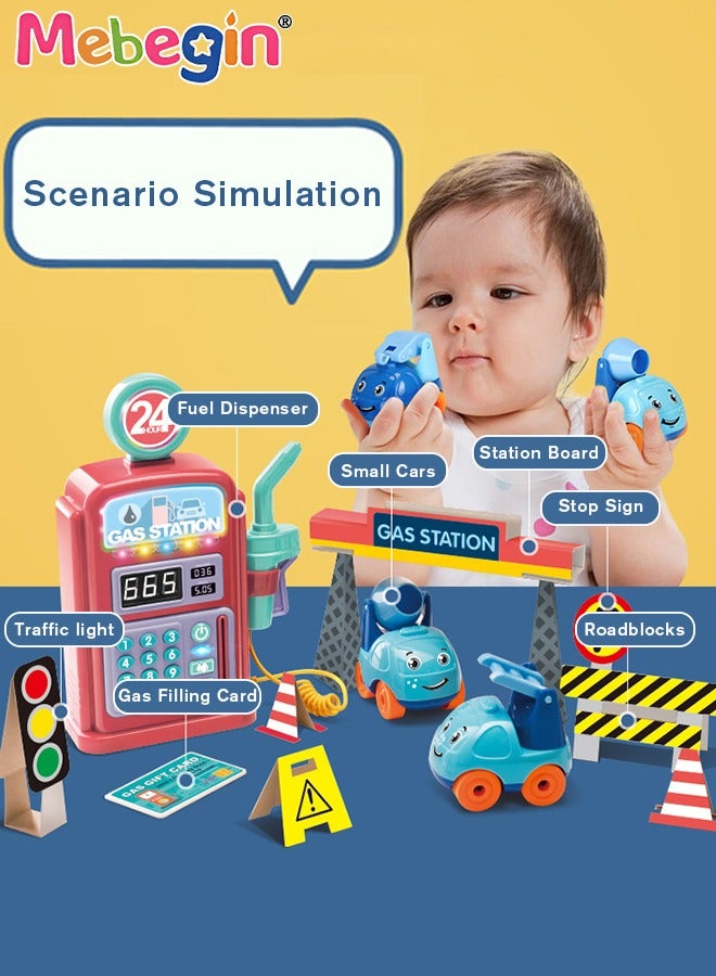 Gas Station Set with 2 Cars and Multi Tools, Petrol Station Learning Toy with 10 Children's Songs and Lights, Funny Play House Toys, Early Education Toys, Ideal Gift for Kids, 3 AA Batteries Require  - Image 4