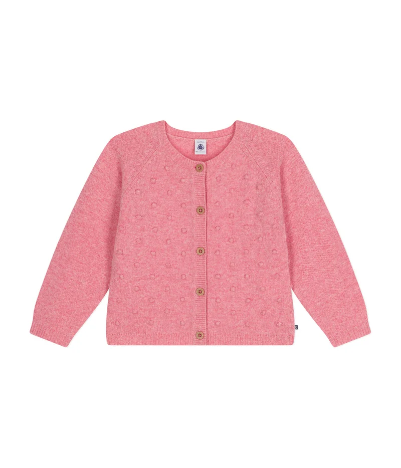 Petit Bateau Cardigan containing wool for little girls.