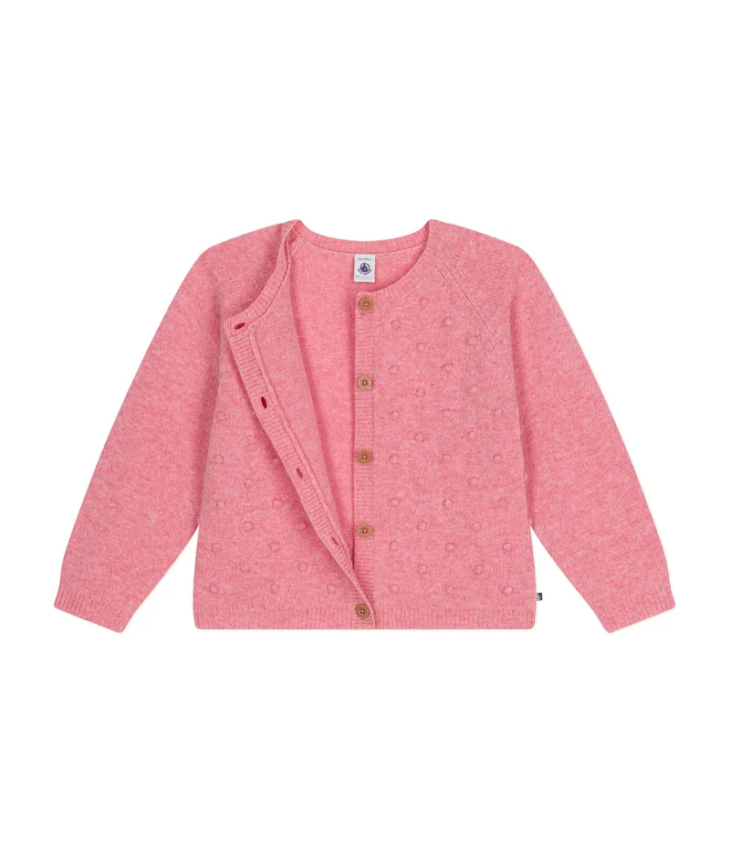 Petit Bateau Cardigan containing wool for little girls.