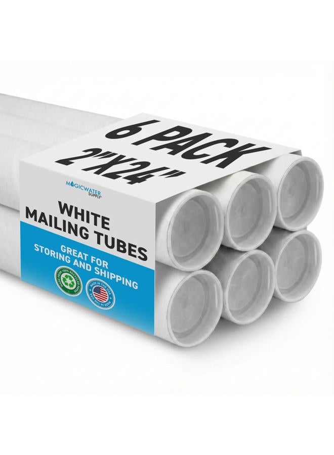 MagicWater Supply 2 In x 24 In White Mailing Tubes with Caps (6 Pack) - Image 1