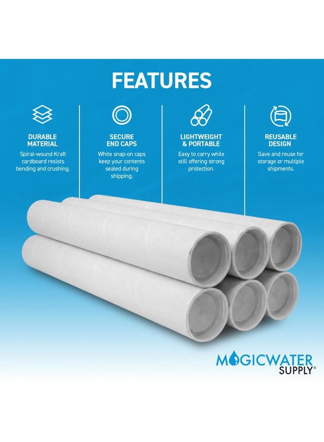 MagicWater Supply 2 In x 24 In White Mailing Tubes with Caps (6 Pack) - Image 3