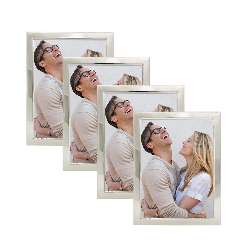 DECANIT DECANIT 8x10Picture FrameMetal Photo Frame Display for Wall or Tabletop Pack of 4Silver 