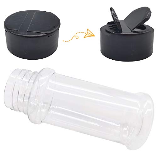 OJYUDD 16 Pack 3.4oz/100ml Plastic Spice Bottles Set,Empty Seasoning Containers with Black Cap,Clear Reusable Containers Jars for Spice,Herbs,Powders,Glitters - Image 3
