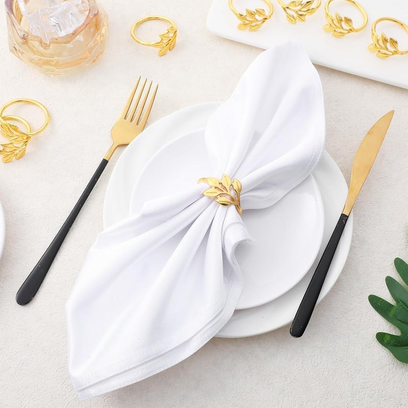 BharatBazaar 6Pcs Napkin Rings, Gold Leaf Design Napkin Rings, Elegant Table Decor for Formal Dining, Wedding, Holiday Dinners, and Special Occasions - Image 3