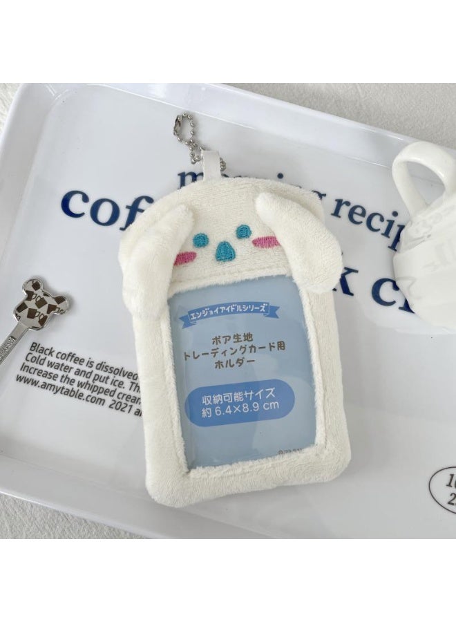 NIBEMINENT 1 - Piece Cute Long-eared Puppy Soft Kitten Kpop Photo Card Holder Pendant Key Chain ID Badge Holder ID Card Holder Photo Card Protector for School ID Office ID Access Card for Women Girls