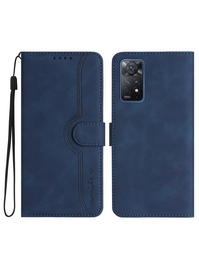 The Bros Case For Xiaomi Redmi Note 11 Pro 4G/5G Global Heart Pattern Skin Feel Leather Phone Case