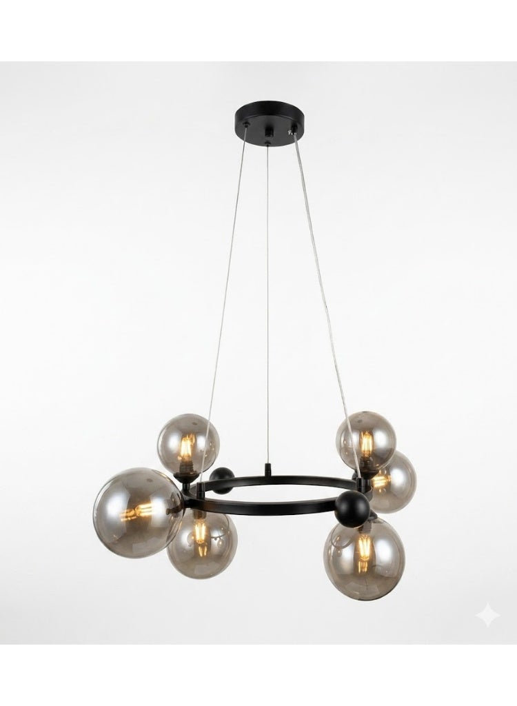 PRIME SOLE Modern Ring Chandelier Ceiling Light with Glass Globe Shades, Contemporary Hanging Pendant Fixture for Living Room Dining Area Bedroom Stylish Decorative Lighting Fixture - Image 2