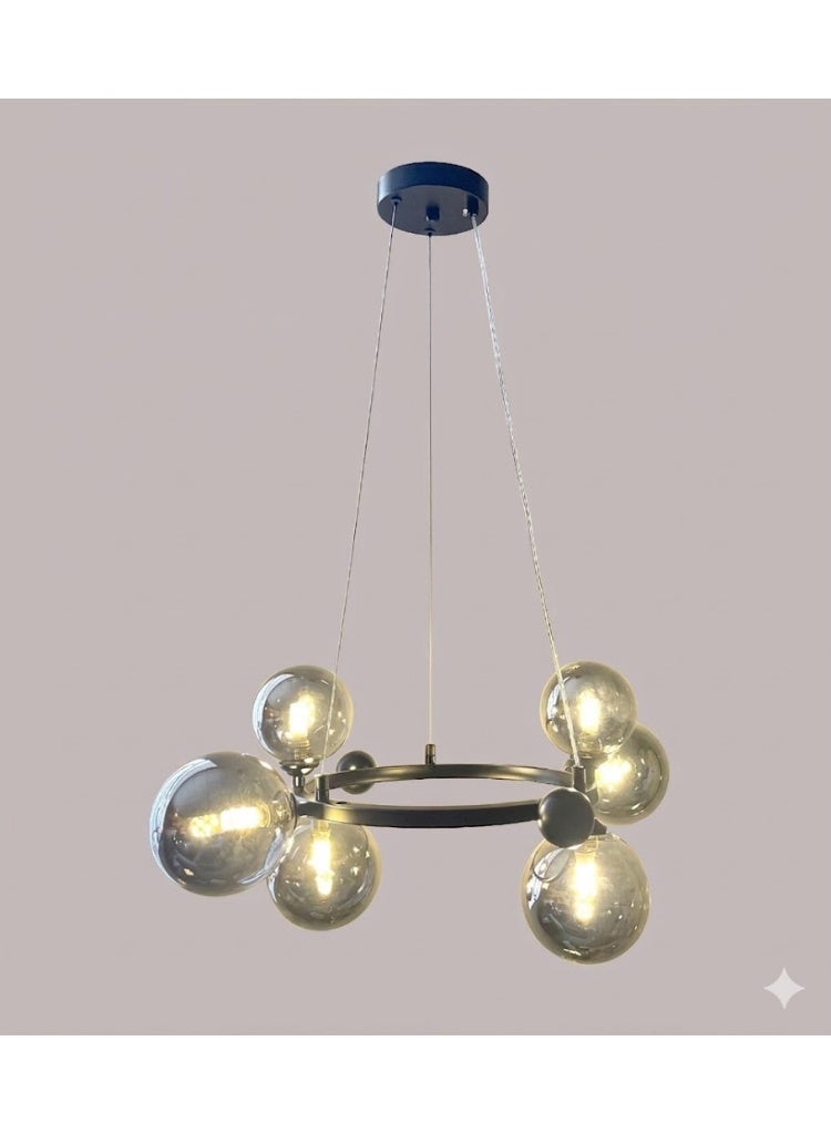 PRIME SOLE Modern Ring Chandelier Ceiling Light with Glass Globe Shades, Contemporary Hanging Pendant Fixture for Living Room Dining Area Bedroom Stylish Decorative Lighting Fixture - Image 1