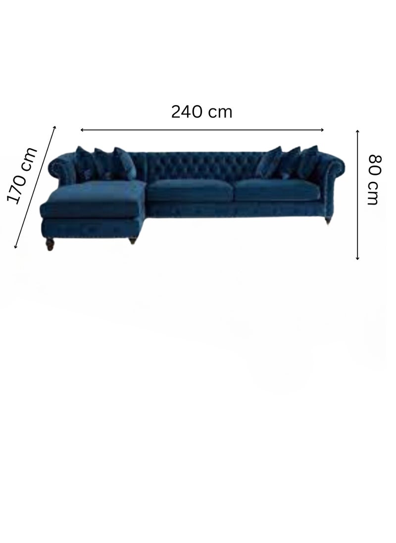 Maharat Al Bahar Regal Modern Luxury Fabric Sofa Set: Graciously Elegant Living Room Furniture Blue 3 Seaters 260x90x80  - Image 2