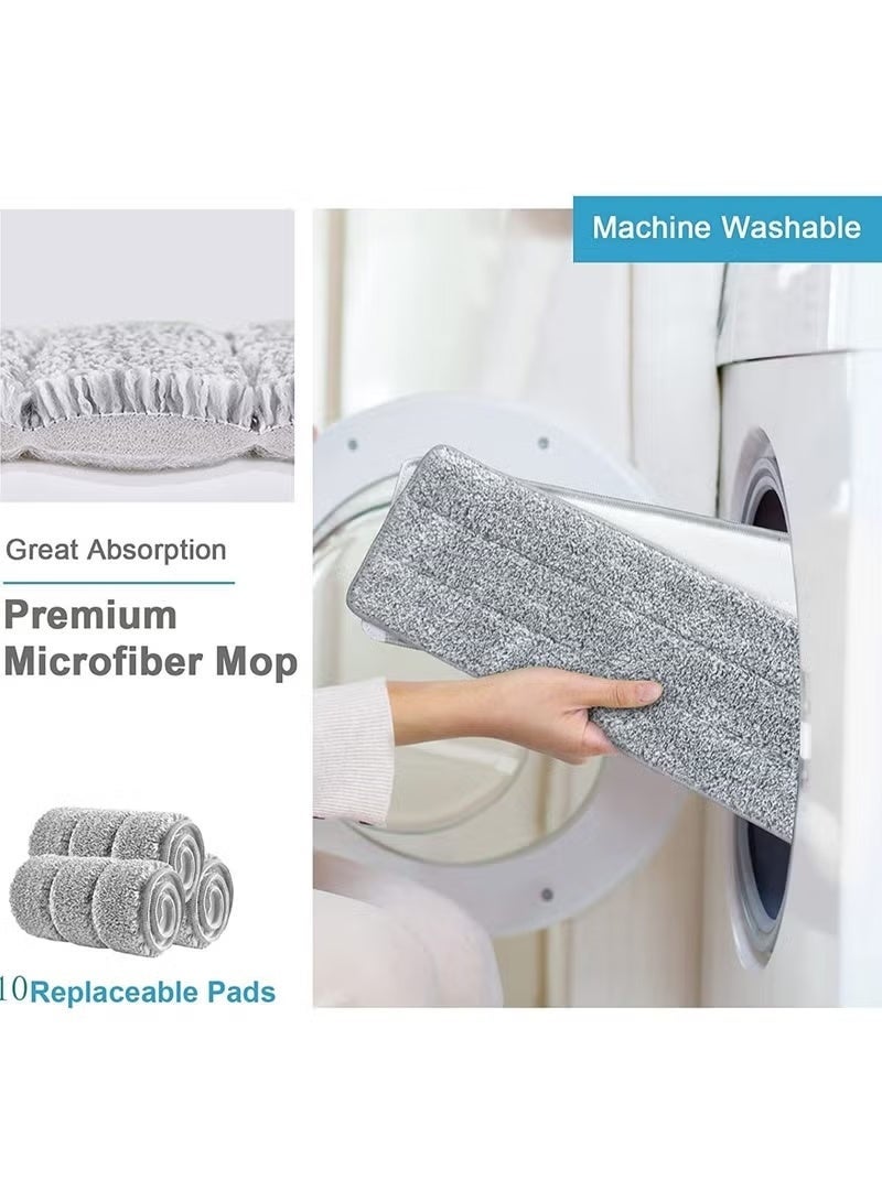 Hands-Free Flat Mop System with 8 Washable Pads - Self-Wringing Mop and Bucket Set for Effective Wet & Dry Floor Cleaning on All Surfaces - Image 2