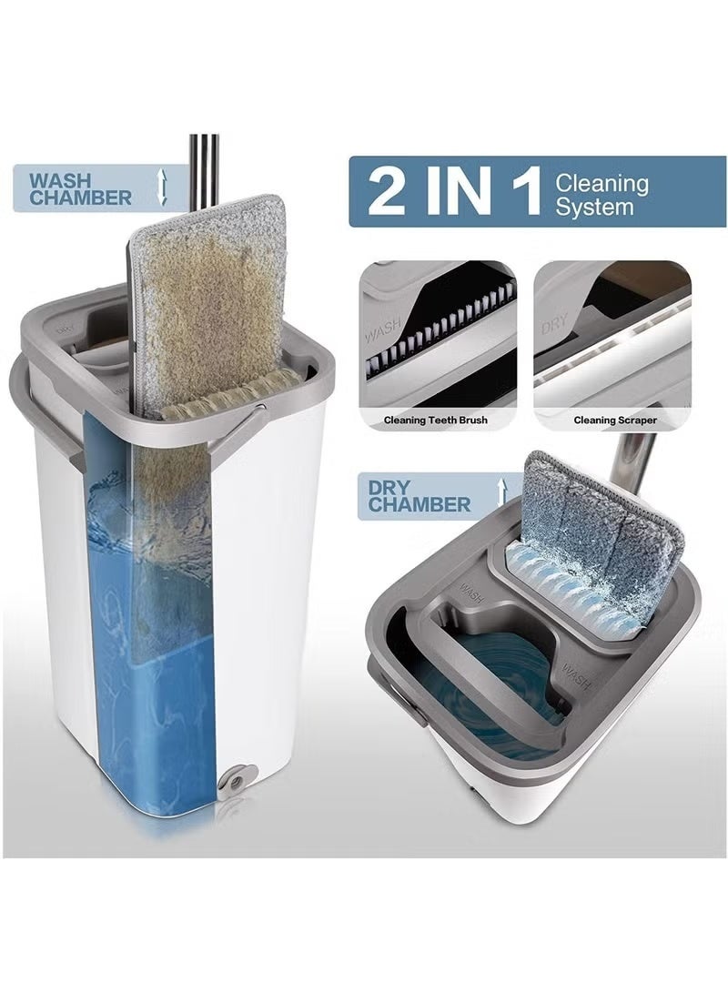 Hands-Free Flat Mop System with 8 Washable Pads - Self-Wringing Mop and Bucket Set for Effective Wet & Dry Floor Cleaning on All Surfaces - Image 5