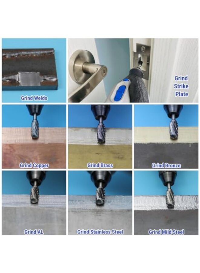 10PCS Carbide Burr Set, Compatible with Drill Bits, Rotary Tool Attachment Kits, Files, Drill Bits, File Accessories for Metal, Wood, Stone, Steel, Grinding, Engraving, Cutting - Image 3