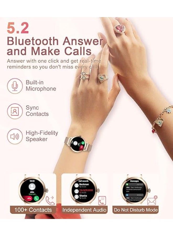 Efolen Smart Watches for Women, 1.106" AMOLED Small Screen Smartwatch Answer/Make Call for Android iOS Phones, IP68 Waterproof Fitness Activity Tracker with 100+ Sports, Heat Rate, SpO2, Rose Gold - Image 3