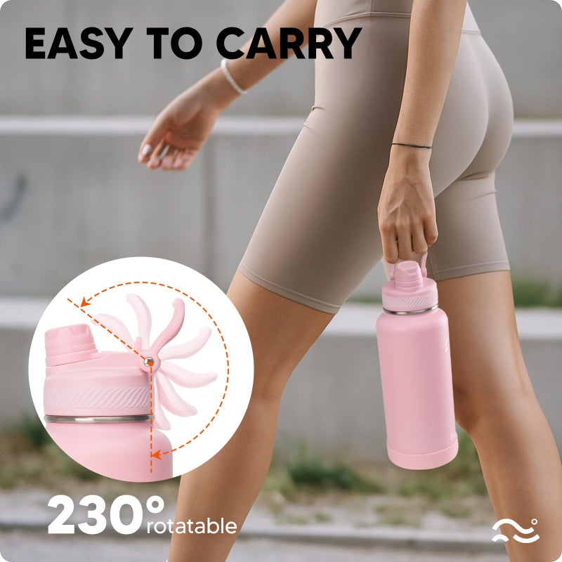 Swigina [2-IN-1 LID] Insulated Water Bottle with Silicone Boot (36hrs Cold/18hrs Hot) - DIY Stickers, Leakproof, BPA Free, 32 oz - Image 5
