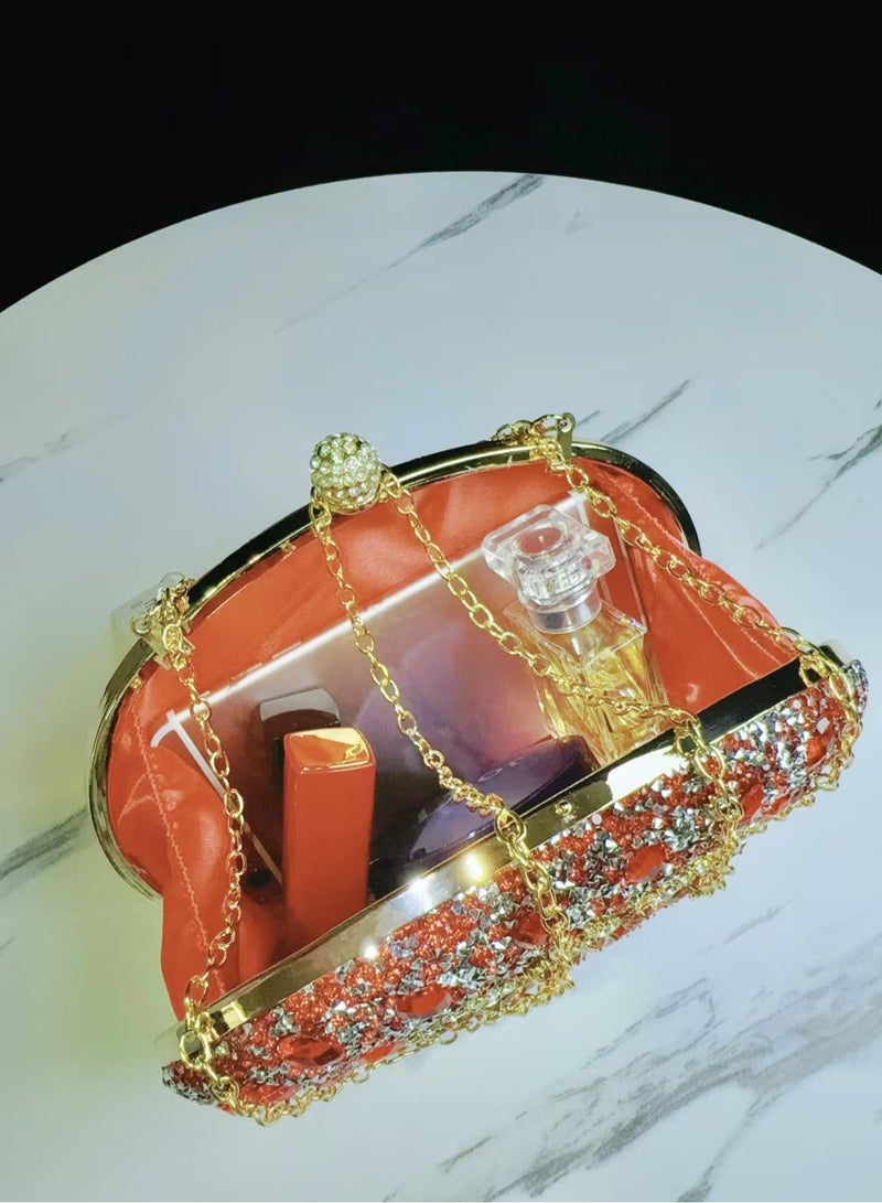 Red Sunflower Clutch Purses For Women Rhinestone Evening Purse Sparkling Handbags Crystal Clutch For Wedding Party，Valentine's Day gift  - Image 3