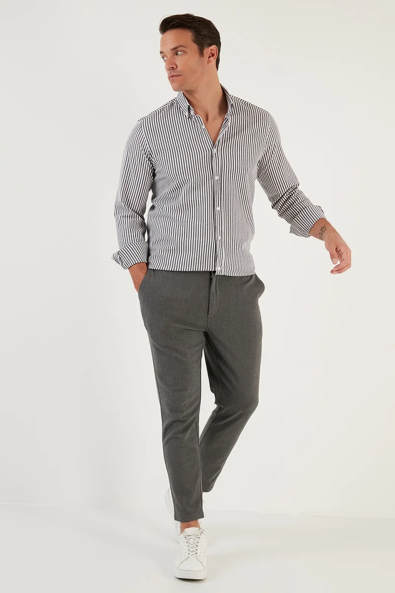 بوراتي Cotton Striped Button Collar Long Sleeve Regular Fit Shirt Men's SHIRT CF23S112237