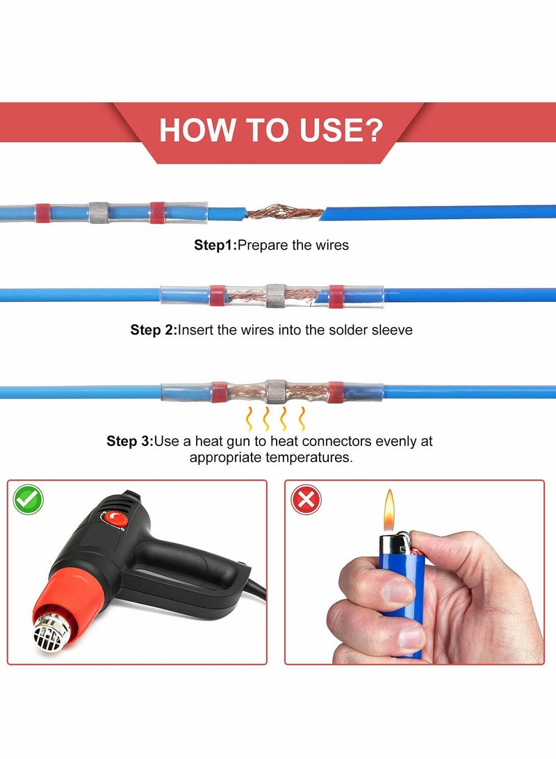Y&D 22-18 AWG Red Solder Seal Wire Heat Shrink Connector 300 pcs ​Waterproof Insulated Electrical Splice Terminals Automotive Marine Terminal for Boat Trailer Stereo - Image 3