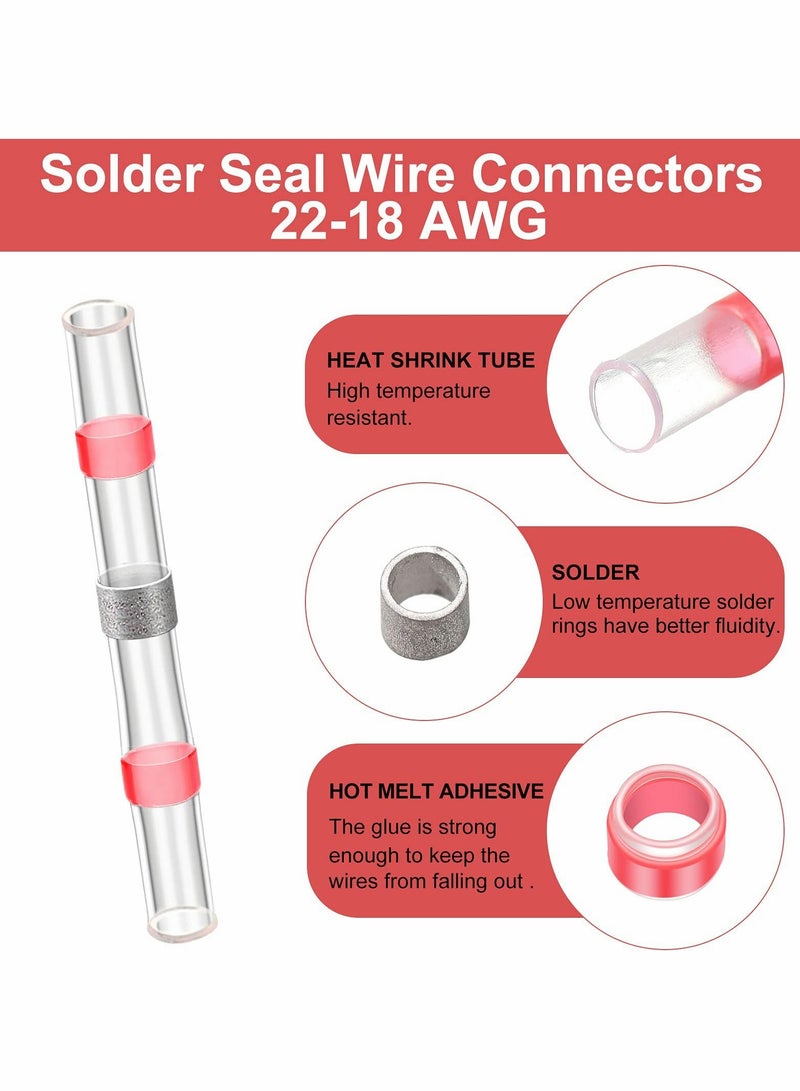 Y&D 22-18 AWG Red Solder Seal Wire Heat Shrink Connector 300 pcs ​Waterproof Insulated Electrical Splice Terminals Automotive Marine Terminal for Boat Trailer Stereo - Image 4