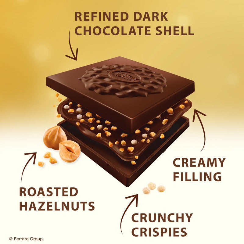 Ferrero Rocher Premium Dark Hazelnut chocolate squares, Individually Wrapped Chocolates, Great for Sharing or Gifting, 3.7 oz - Image 3