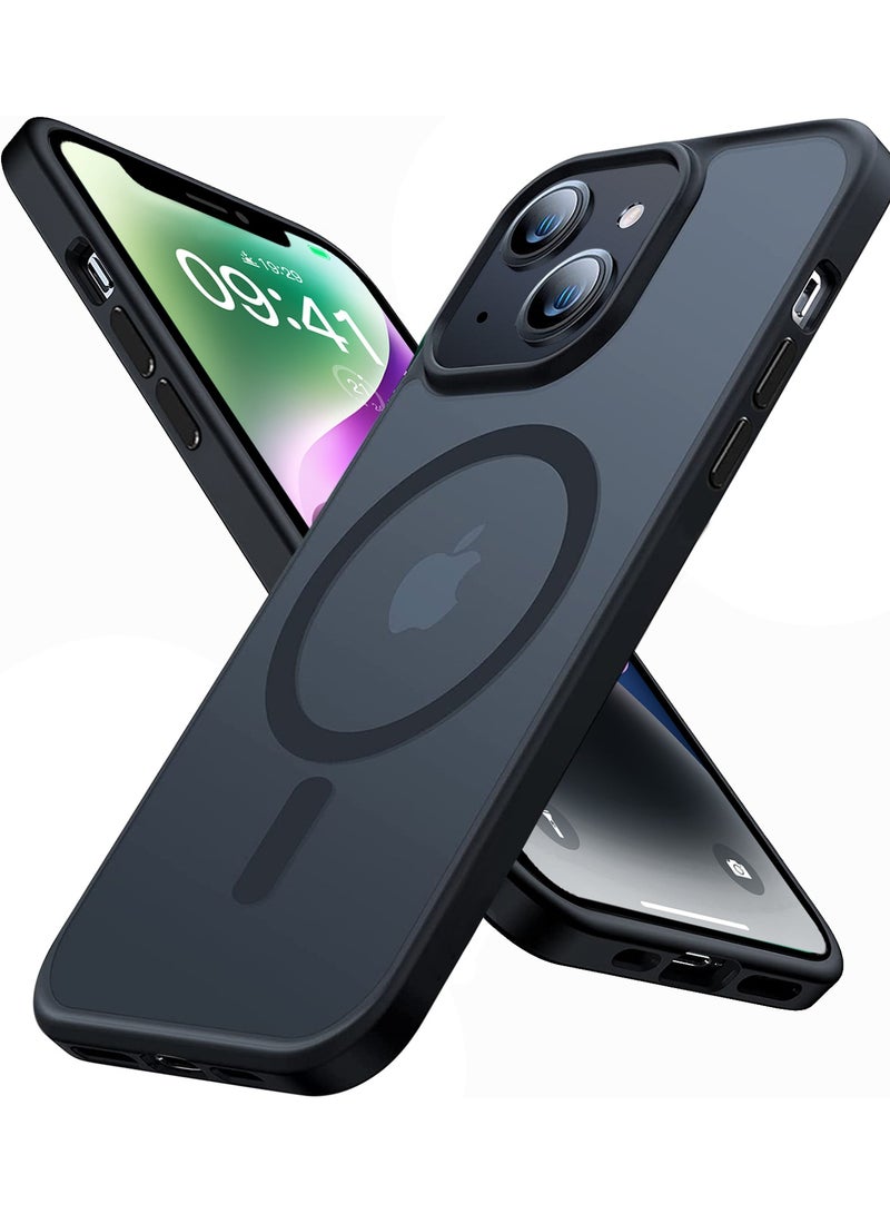 INFOSUN iPhone 14 Plus Case Cover Compatible with Magsafe Magnetic Designed Shockproof Case Translucent Matte Protective Cover Back Hard Cases with Magnet for iPhone 14 Plus Case Black - Image 1