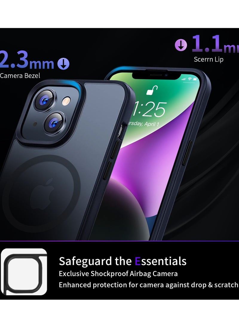 INFOSUN iPhone 14 Plus Case Cover Compatible with Magsafe Magnetic Designed Shockproof Case Translucent Matte Protective Cover Back Hard Cases with Magnet for iPhone 14 Plus Case Black - Image 5