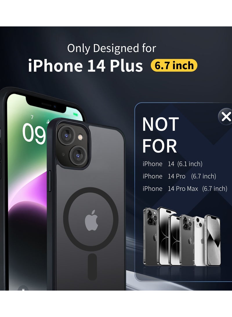 INFOSUN iPhone 14 Plus Case Cover Compatible with Magsafe Magnetic Designed Shockproof Case Translucent Matte Protective Cover Back Hard Cases with Magnet for iPhone 14 Plus Case Black - Image 2