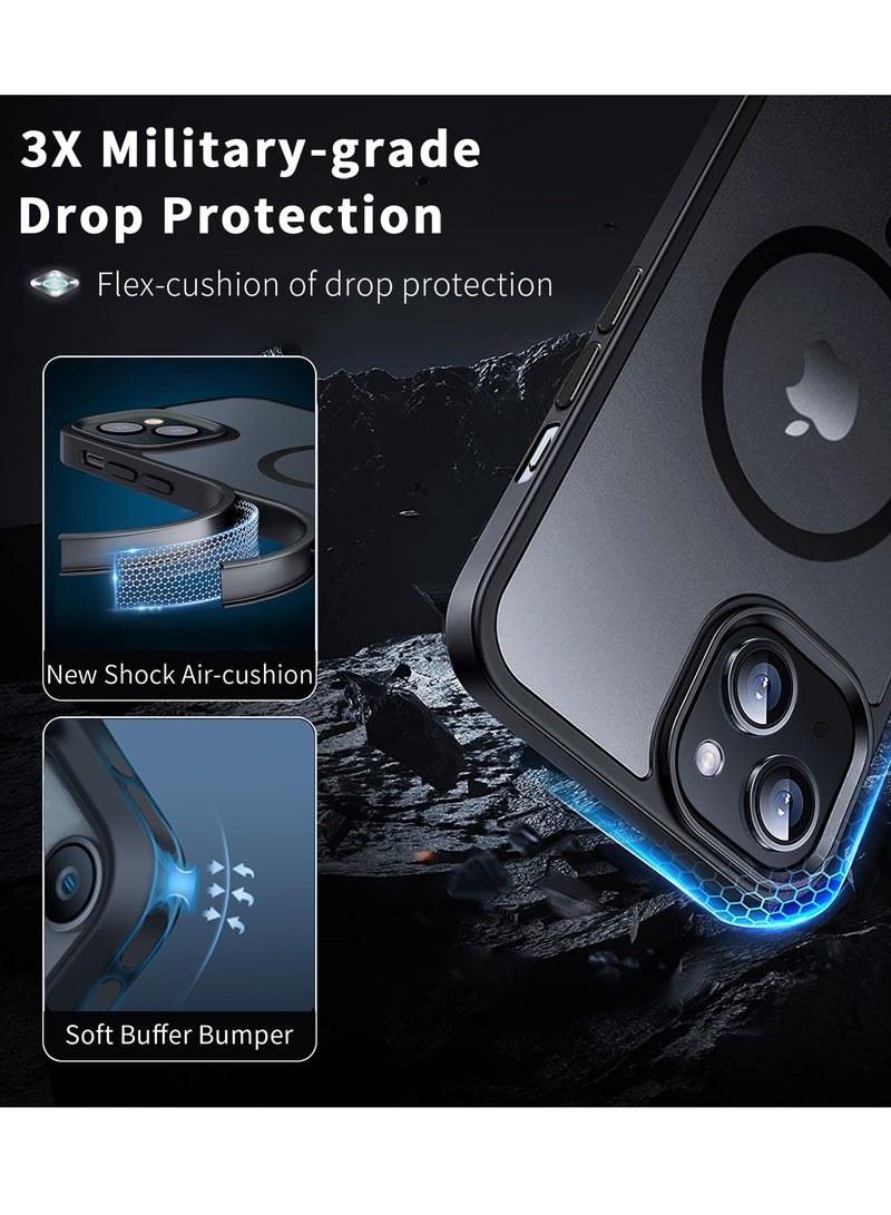 INFOSUN iPhone 14 Plus Case Cover Compatible with Magsafe Magnetic Designed Shockproof Case Translucent Matte Protective Cover Back Hard Cases with Magnet for iPhone 14 Plus Case Black - Image 4