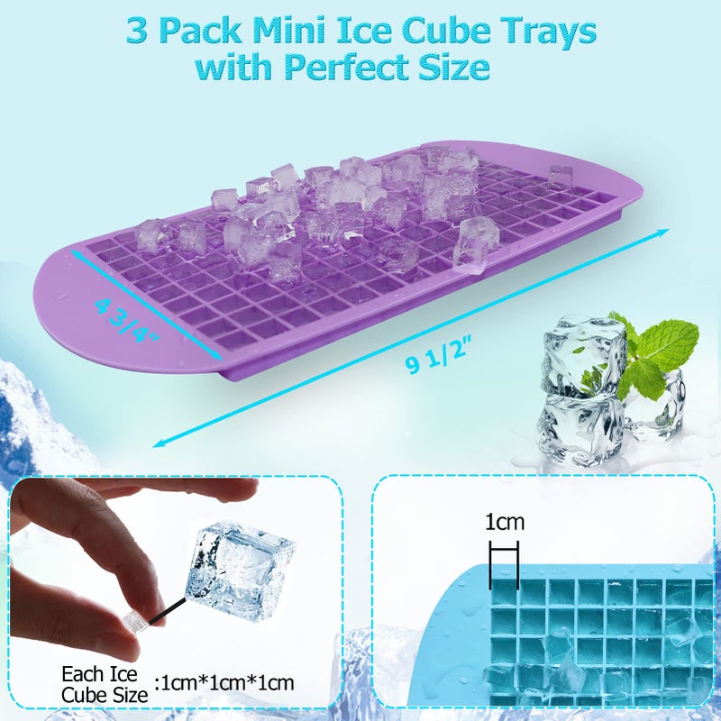 LeeYean Silicone Mini Ice Cube Trays 3 Pack, 160 Crushed Ice Cube Molds Easy Release Small Ice Cube for Chilling Whiskey Cocktail, Flexible Stackable and Durable Soft Mold Storage Containers, BPA Free - Image 4