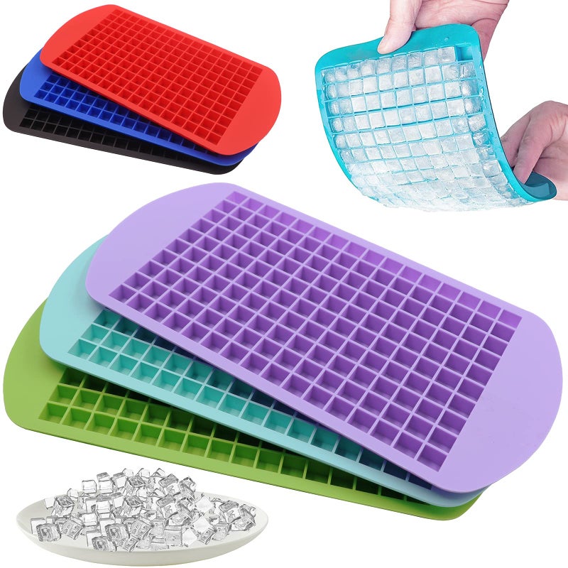 LeeYean Silicone Mini Ice Cube Trays 3 Pack, 160 Crushed Ice Cube Molds Easy Release Small Ice Cube for Chilling Whiskey Cocktail, Flexible Stackable and Durable Soft Mold Storage Containers, BPA Free - Image 1