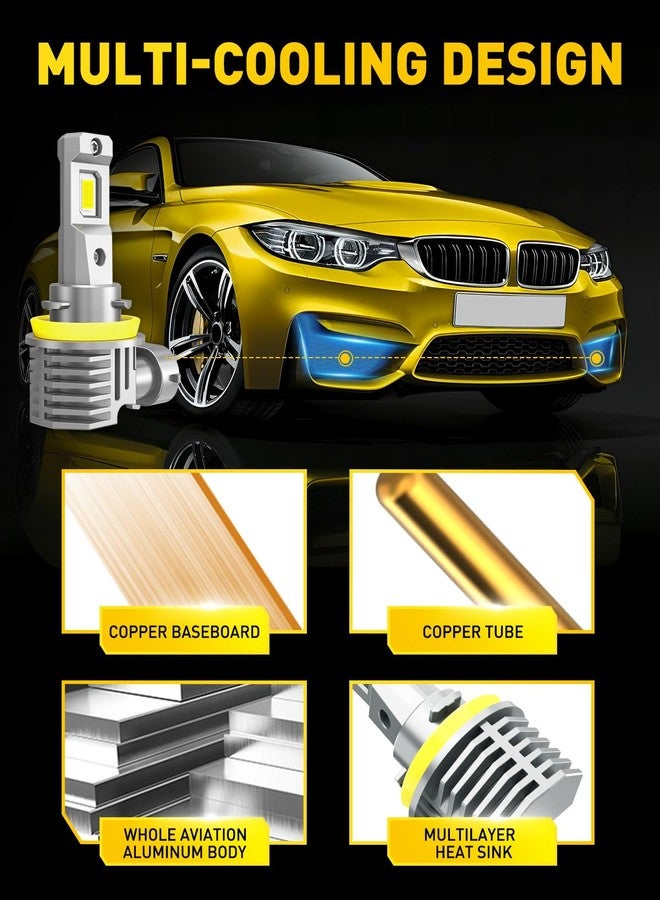 أوكسيتو مصابيح ضباب LED من AUXITO H11 H8 H16، سطوع 600%، لون أبيض بارد 6500 كلفن، مصابيح ضباب أمامية صغيرة الحجم 1:1، بدون قطبية، سهلة التركيب والتشغيل (عبوة من قطعتين) - Image 5