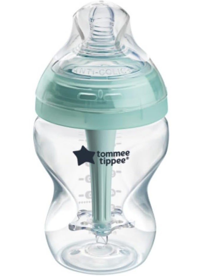 tommee tippee Advanced Anti+Colic Feeding Bottle Slow Flow Breast Like Teat Soft Silicone Nipple BPA Free 0M+ 260 ML - Image 1