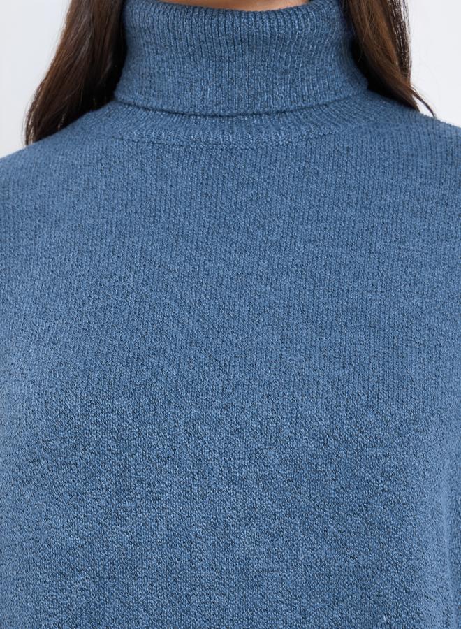 Take Two Solid Turtle Neck Long Sleeve Oversized Sweater - Image 3