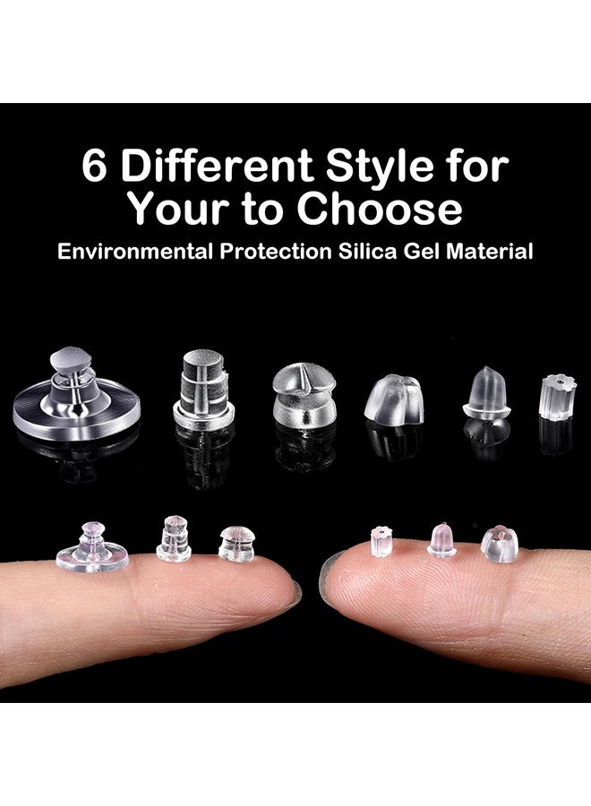 Wffo Clear Earring Support - 550 Pcs Earring Support - 6 Styles - Soft Silicone Earring Support - Earring Supporter & Stopper for Comfortable Wear - for Studs/Droopy Ears/Heavy Earring - with Box - Image 4