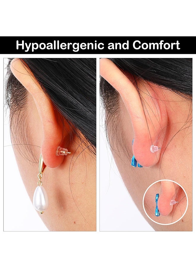 Wffo Clear Earring Support - 550 Pcs Earring Support - 6 Styles - Soft Silicone Earring Support - Earring Supporter & Stopper for Comfortable Wear - for Studs/Droopy Ears/Heavy Earring - with Box - Image 3
