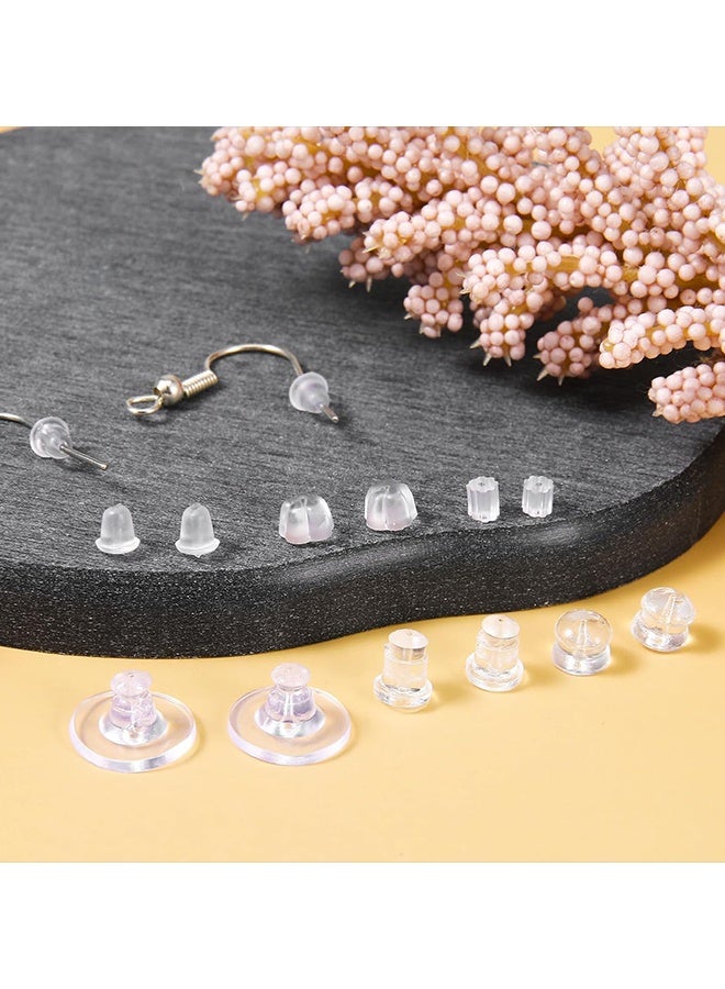 Wffo Clear Earring Support - 550 Pcs Earring Support - 6 Styles - Soft Silicone Earring Support - Earring Supporter & Stopper for Comfortable Wear - for Studs/Droopy Ears/Heavy Earring - with Box - Image 5
