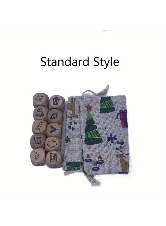 10 قطع من النرد الخشبي لرواية القصص مع حقيبة ستايل قياسي - Image 1