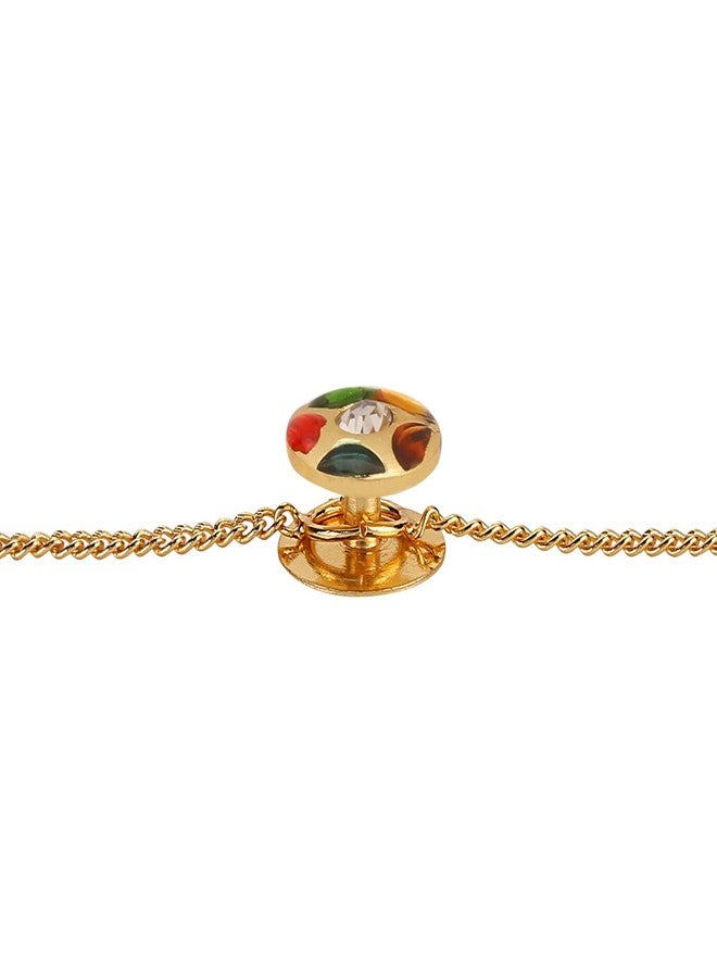 TRIPIN Brass Kurta Buttons with Golden Ball and Chain for Men and Women TNSPKURTA1989 (Golden Ball) (Golden Ball + Multi Color) - Image 5