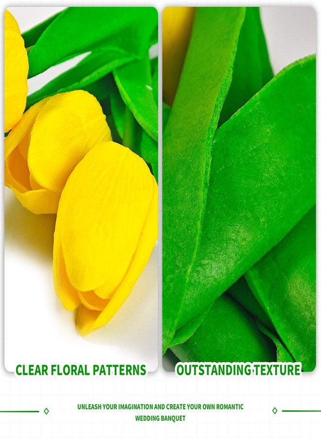 LUOKER Tulips Artificial Flowers, 15Pcs Fake Flowers, Real Touch PU Faux Tulip Bouquet with Stems,for Home Decor, Wedding, Party, Vase Arrangement, DIY Floral Crafts - Image 3