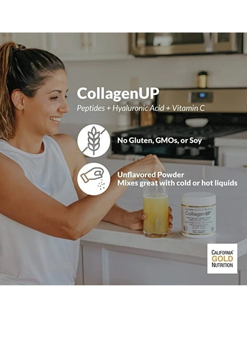 California Gold Nutrition Collagen UP Hydrolyzed Marine Collagen Peptides with Hyaluronic Acid and Vitamin C Unflavored 7.26 oz (206 g)  - Image 2
