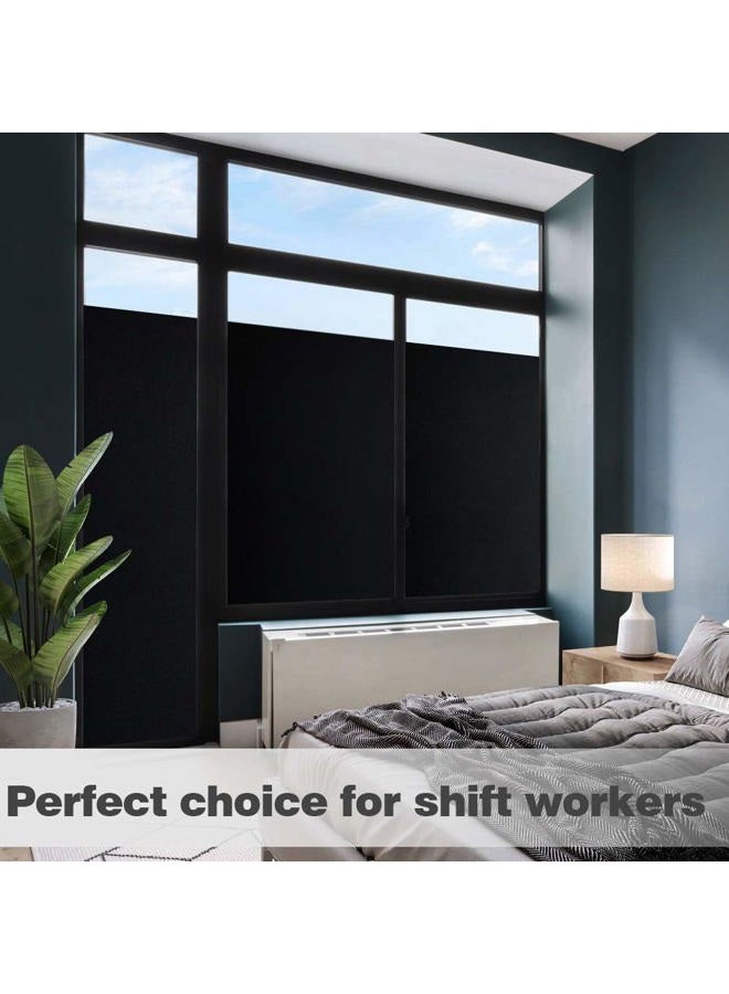 Mangobox Static Cling Total Blackout Window Film 100% UV Blocking Window Darkening Film Best Black Privacy Window Tint Removable Plastic Glass Covering(35.4x78.7 inches) - Image 2